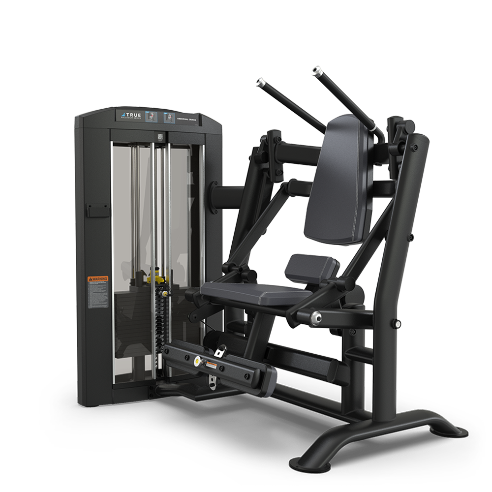 A black and gray seated leg press machine with padded backrest, seat, and footplate, weight stack on the left, and metal handles and frame, designed for gym strength training.